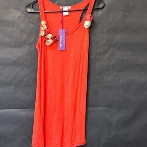 Paradis Miss Orange Tank Floral Flowers NWT Size Medium Scoop Neck Boho